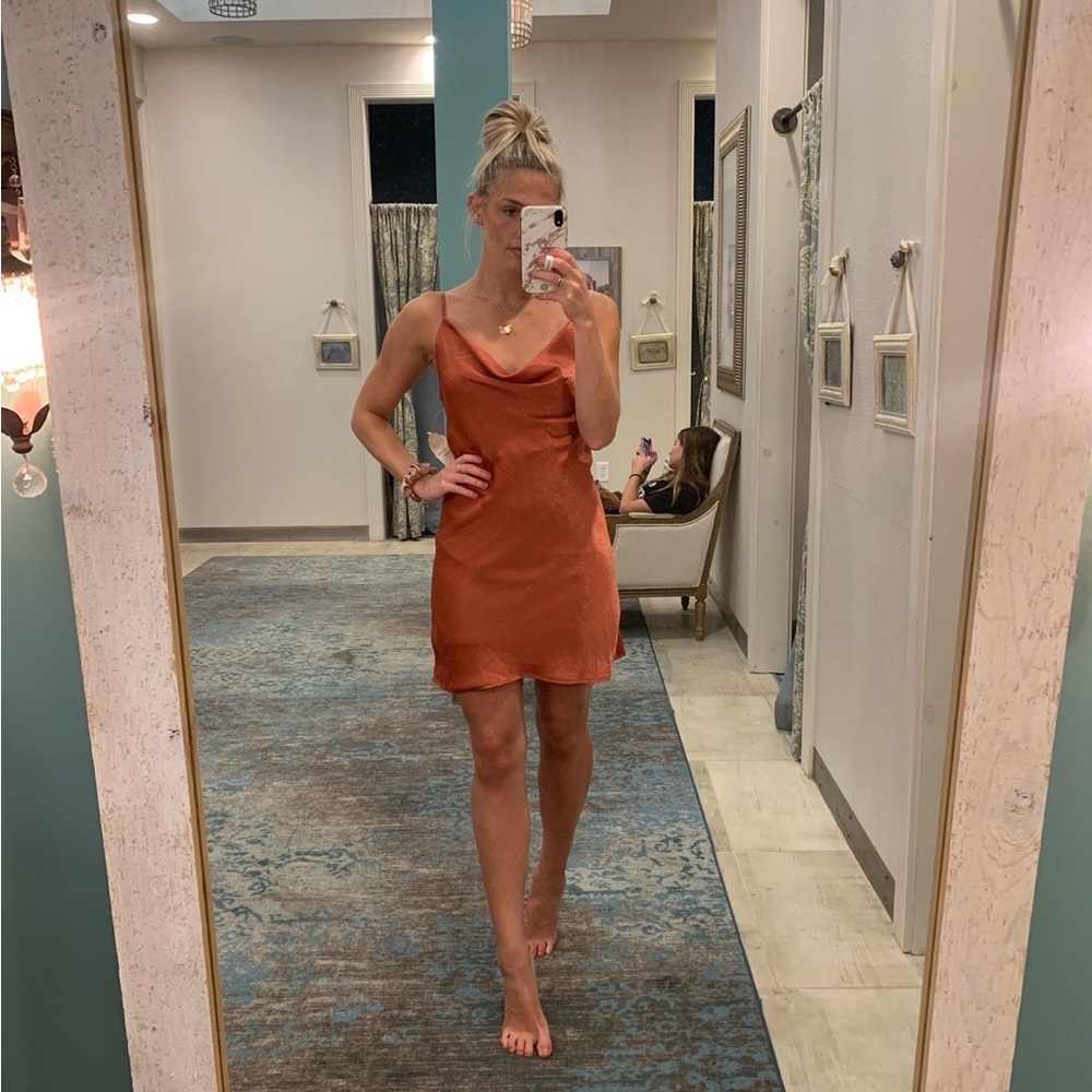 Altar'd State Rust Satin Dress